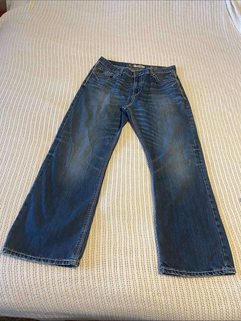BKE Tyler Boot Jeans Mid Rise Blue Denim Western Cowboy Size 34 x 30”